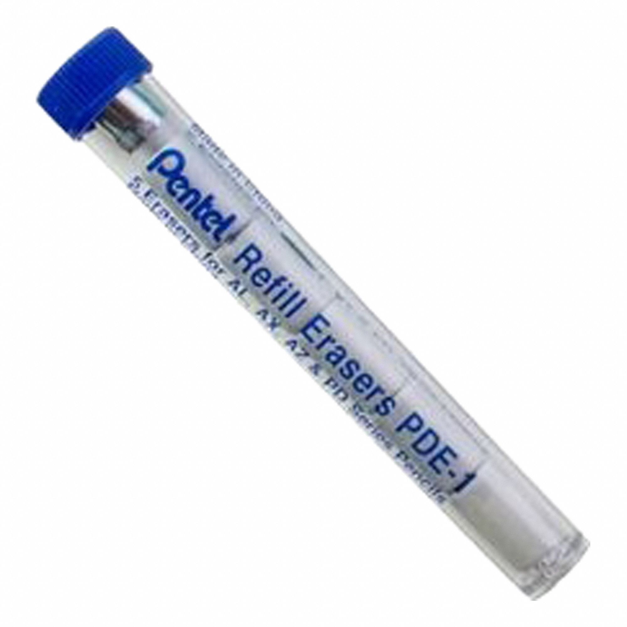 Eraser Refill: Polyvinyl Chloride, White, Graphite Pencil, 5 PK