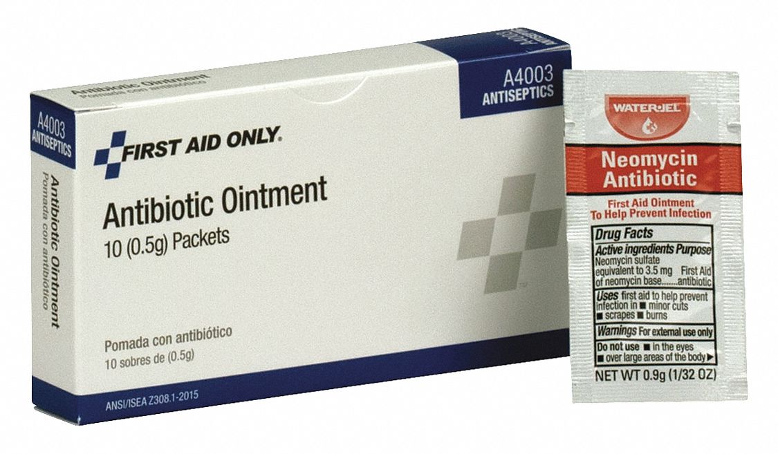 FIRST AID ONLY Antibiotics, Ointment, Box, Wrapped Packets, 0.03 oz, 0