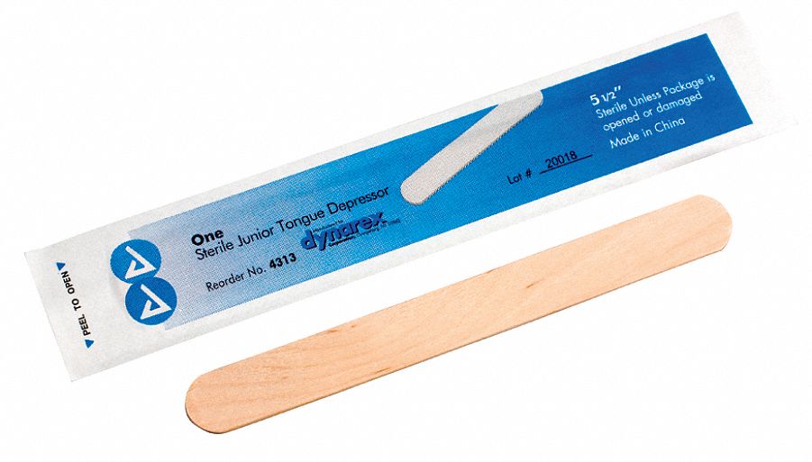 FIRST AID ONLY Tongue Depressor: Sterile, 5/8 in Wd, 5 1/2 in Lg, 100 PK
