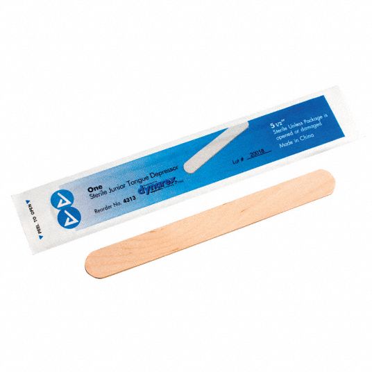 FIRST AID ONLY Tongue Depressor: Sterile, 5/8 in Wd, 5 1/2 in Lg, 100 PK