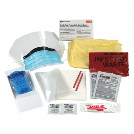 FIRST AID ONLY, 21 g Volume Absorbed Per Kit, Tray, Biohazard Spill Kit ...