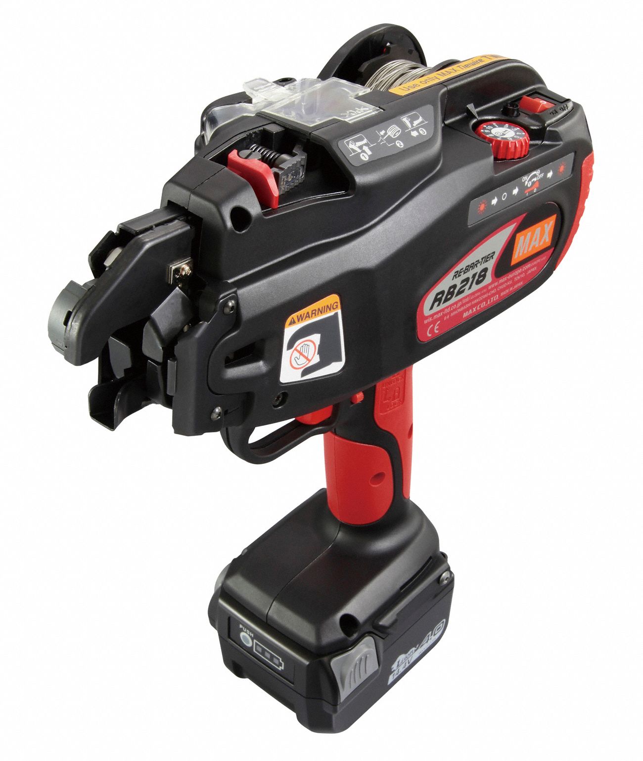 MAX Rebar Tying Tool Kit 14.4V DC, No. 3 x No. 3, For 21 ga Wire, Less Than 1 sec/Tie, 3.9 Ah