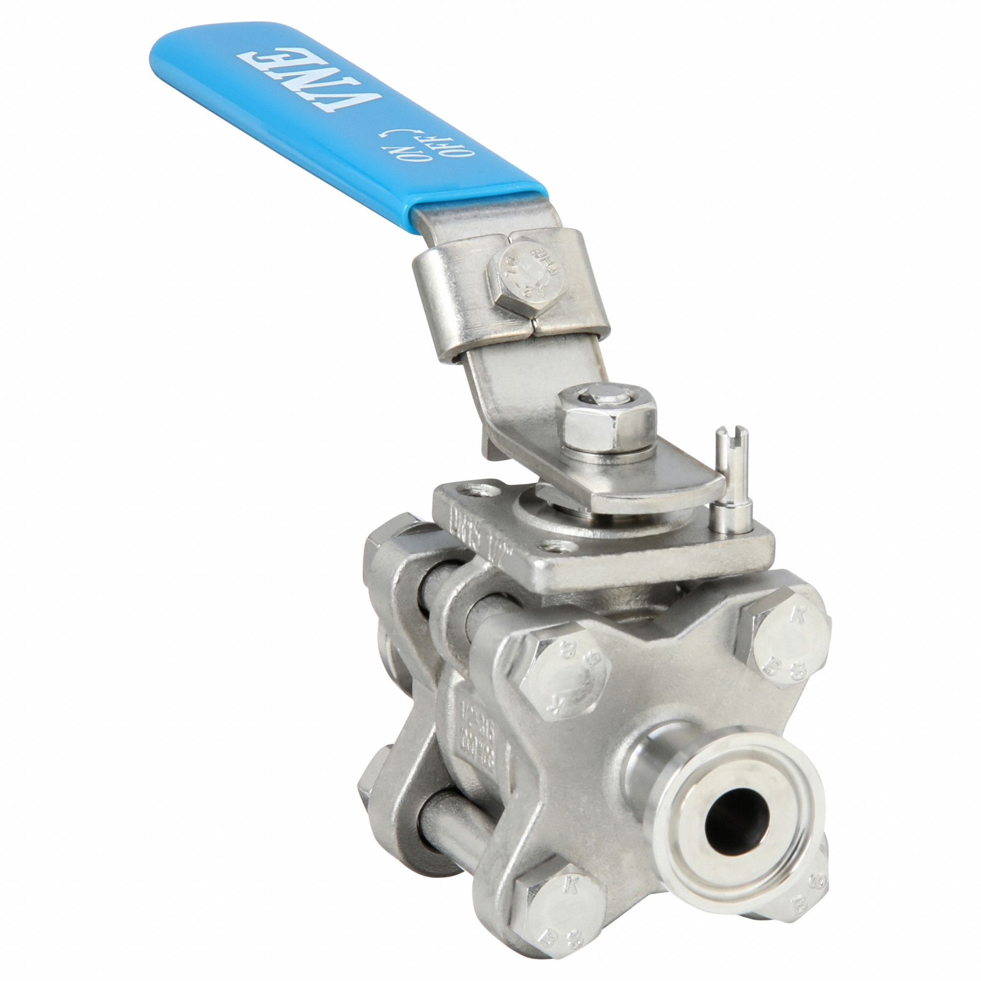 Manual Two-Way Ball Valve: 1/2 in, 316 Stainless Steel, Straight, Clamp x Clamp
