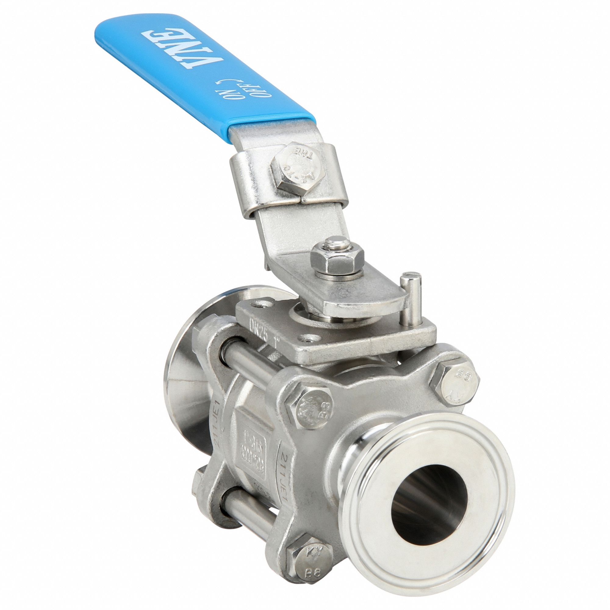 Manual Two-Way Ball Valve: 1 in, 316 Stainless Steel, Straight, Clamp x Clamp