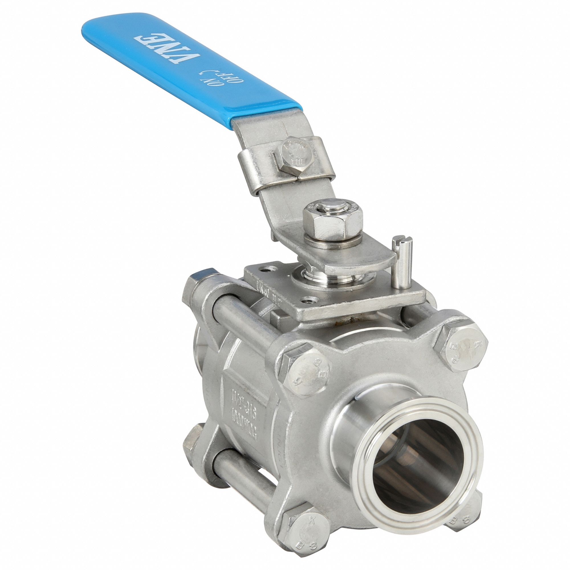 Manual Two-Way Ball Valve: 1 1/2 in, 316 Stainless Steel, Straight, Clamp x Clamp