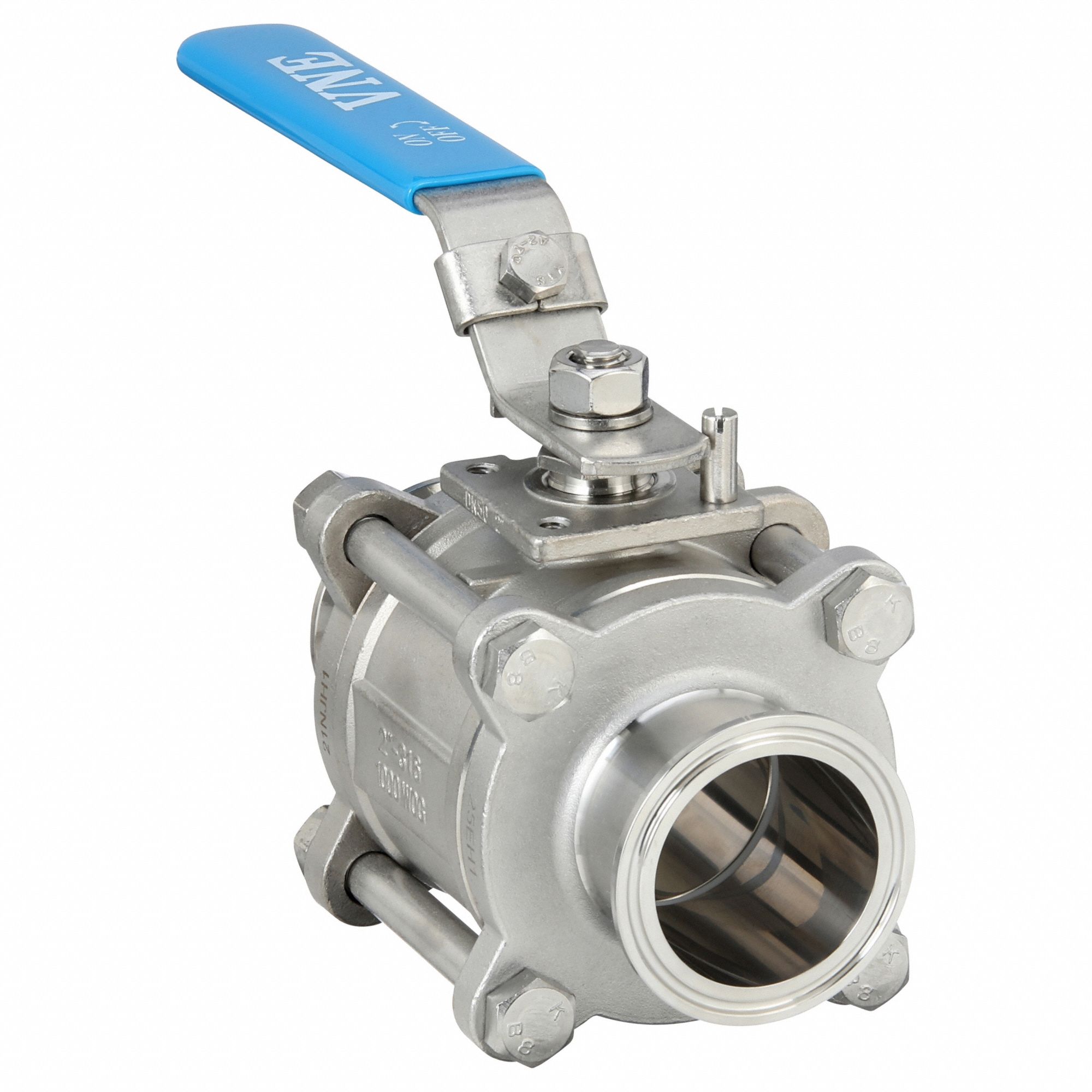 Manual Two-Way Ball Valve: 2 in, 316 Stainless Steel, Straight, Clamp x Clamp