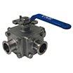 Stainless Steel 3-Way Sanitary Ball Valves, 3-Piece Valve Structure