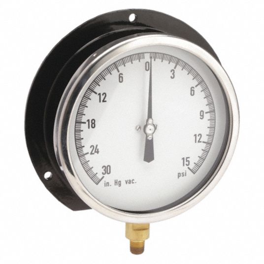 30 to 0 to 15 in Hg/psi, 6 in Dial, Process Compound Gauge - 11A507 ...