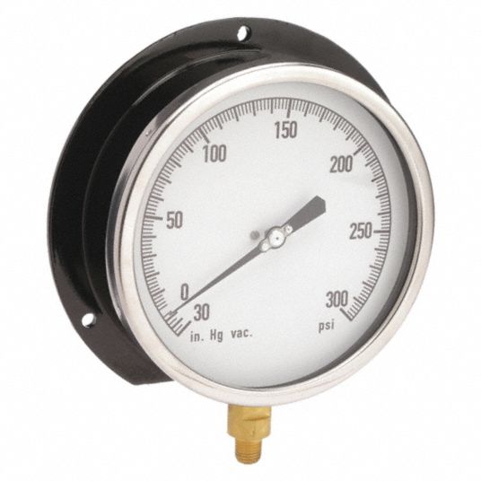 30 to 0 to 300 in Hg/psi, 6 in Dial, Process Compound Gauge - 11A512 ...