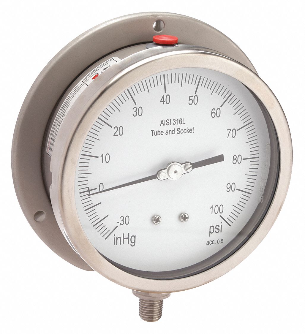 GAUGE,PROCESS,4 1/2 IN,30 IN HG-100