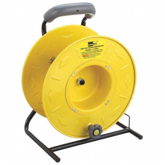 LUMAPRO, 100 ft of 12/3 Cord/125 ft of 14/3 Cord/200 ft of 16/3 Cord,  Yellow, Cord Storage Reel - 11A562