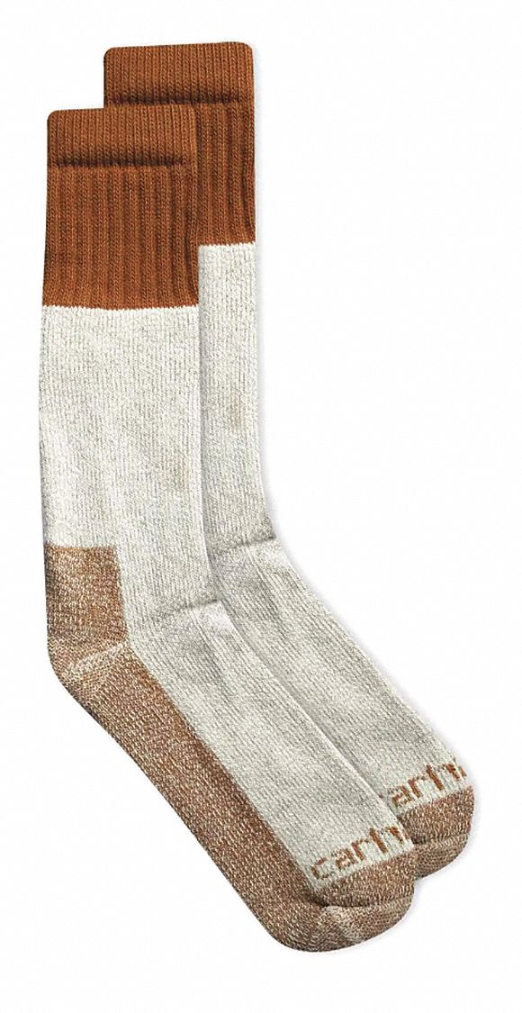 CARHARTT Socks Crew, Men's, 11 to 15 Fits Shoe Size, Brown, Acrylic