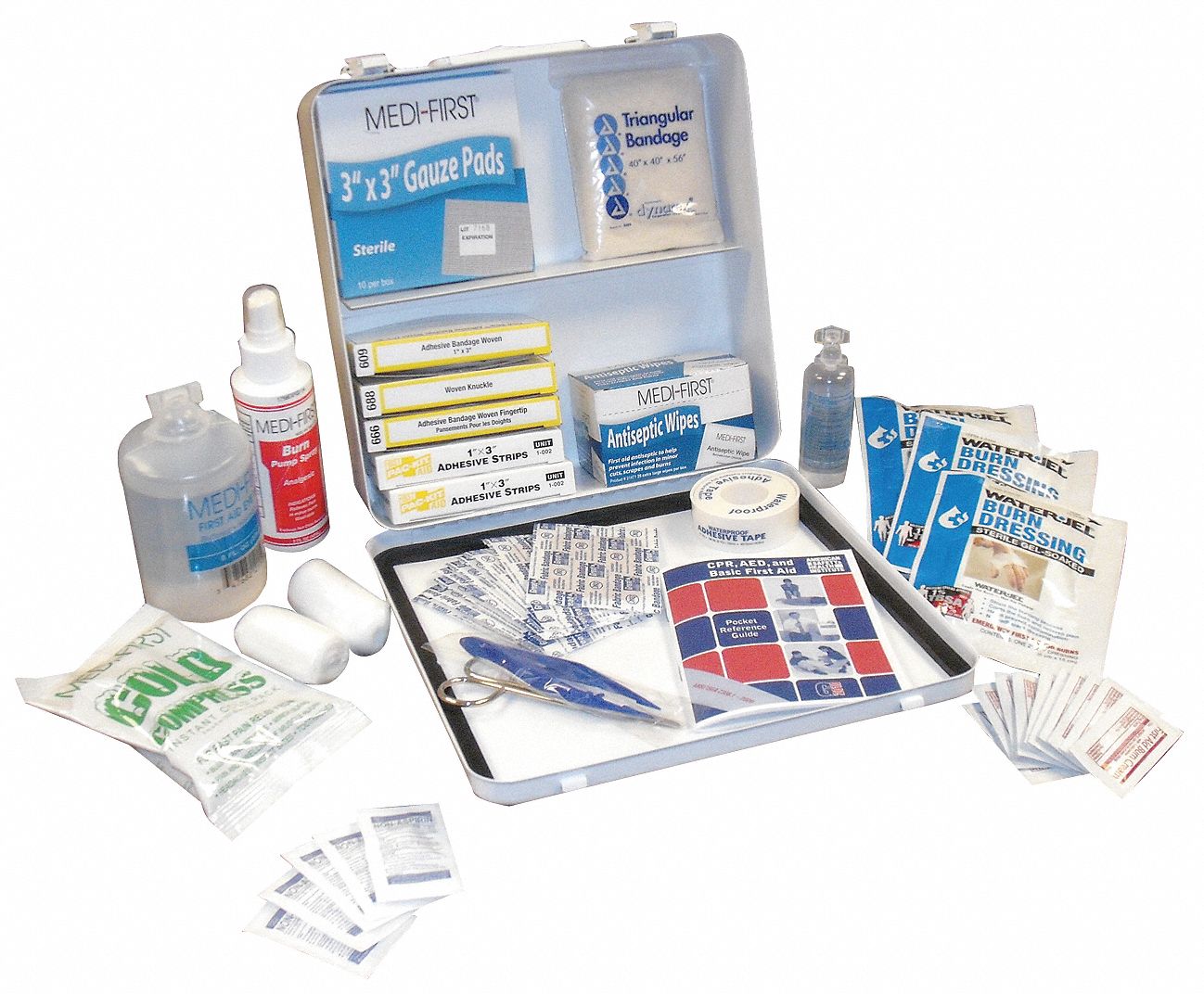 First Aid Kit, Kit, Steel, General Purpose, 25 People Served per Kit ...