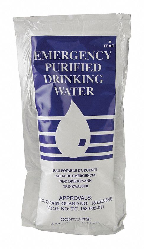 Emergency Drinking Water Pouch: 4.227 fl oz (125mL)