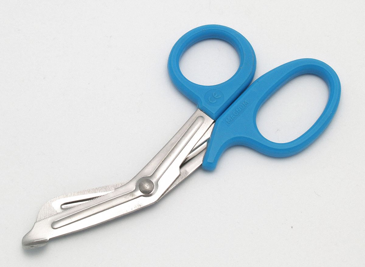 MEDI-FIRST, 7 1/2 in Overall Lg, Teal, EMT Utility Scissors - 11C668 ...