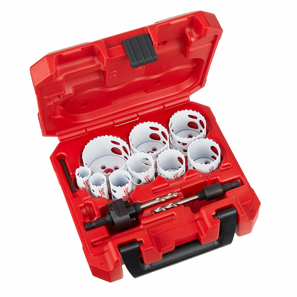 MILWAUKEE, 13 Pieces, 3/4 in to 2 1/2 in Saw Size Range, Hole Saw Kit