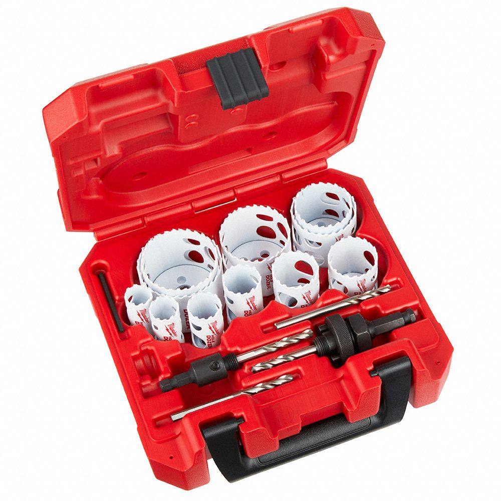 MILWAUKEE Hole Saw Kit 16 Pieces, 3/4 in to 2 1/2 in Saw Size Range, 1