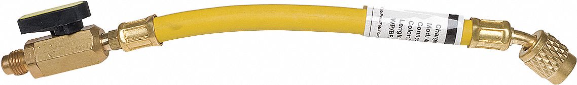 HOSE, CHARGING, 6 IN L, 30 ° , YELLOW, SINGLE HOSE, ¼ IN MALE SAE RIGHT-HAND (LINE)