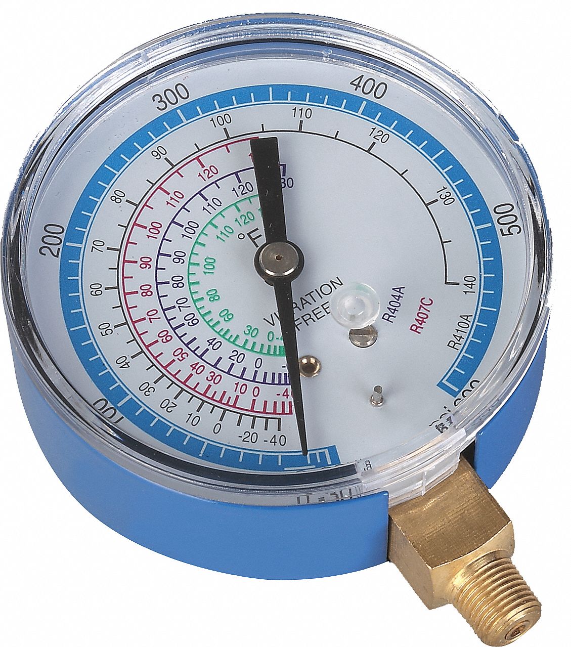 LOW SIDE GAUGE, LOW SIDE GAUGE, 0 TO 600 PSI, NON-LIQUID FILLED, 3⅛ IN DIAMETER, BLUE