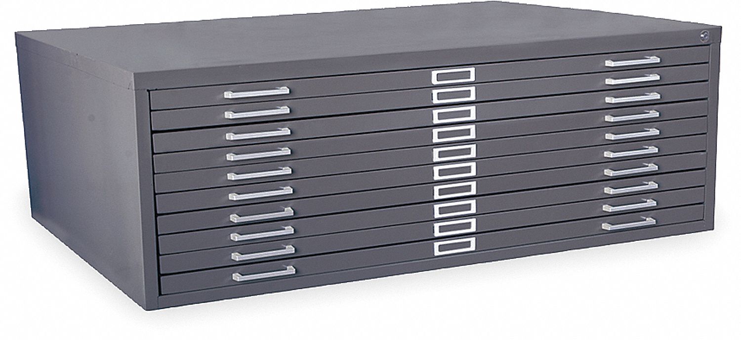 CABINET FLAT FILE 10 DRAWER GRAY