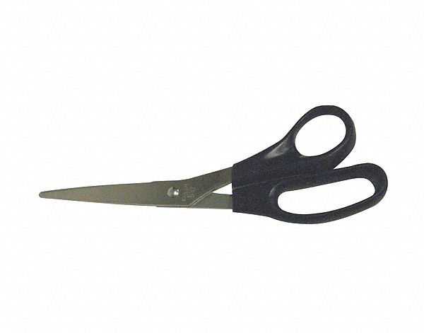 SCISSORS, AMBIDEXTROUS, 8 1/4 IN OVERALL L, STRAIGHT, STEEL, POINTED, BLACK