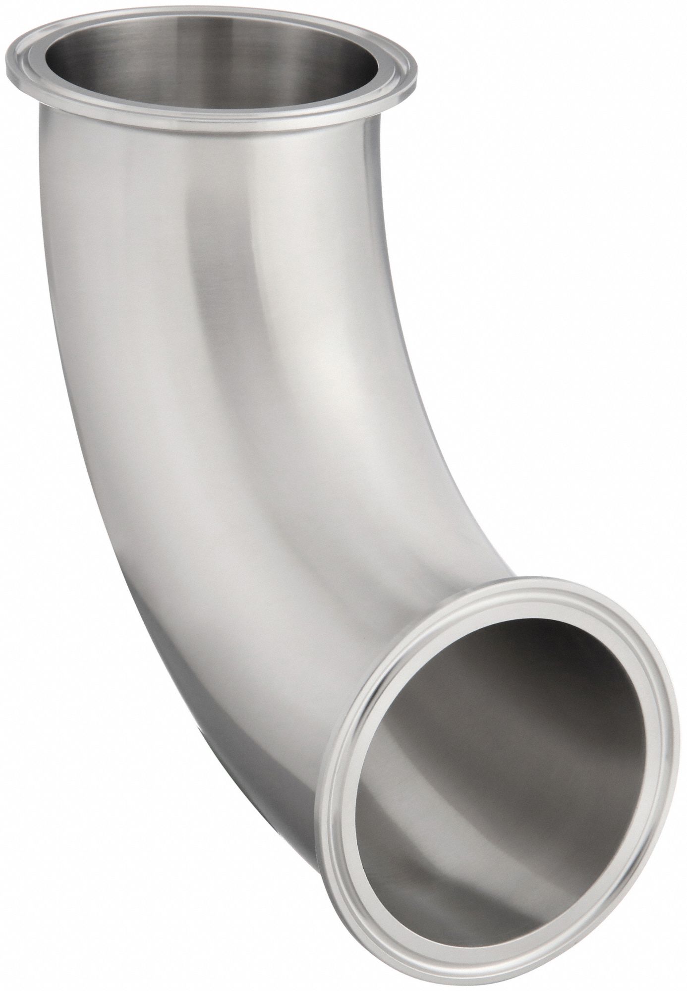 Sanitary Fitting Elbow: 2 1/2 in OD x 2 1/2 in OD Size, Clamp, Stainless Steel