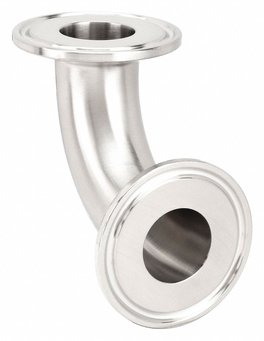 1 in OD x 1 in OD Size, Clamp, Sanitary Fitting Elbow