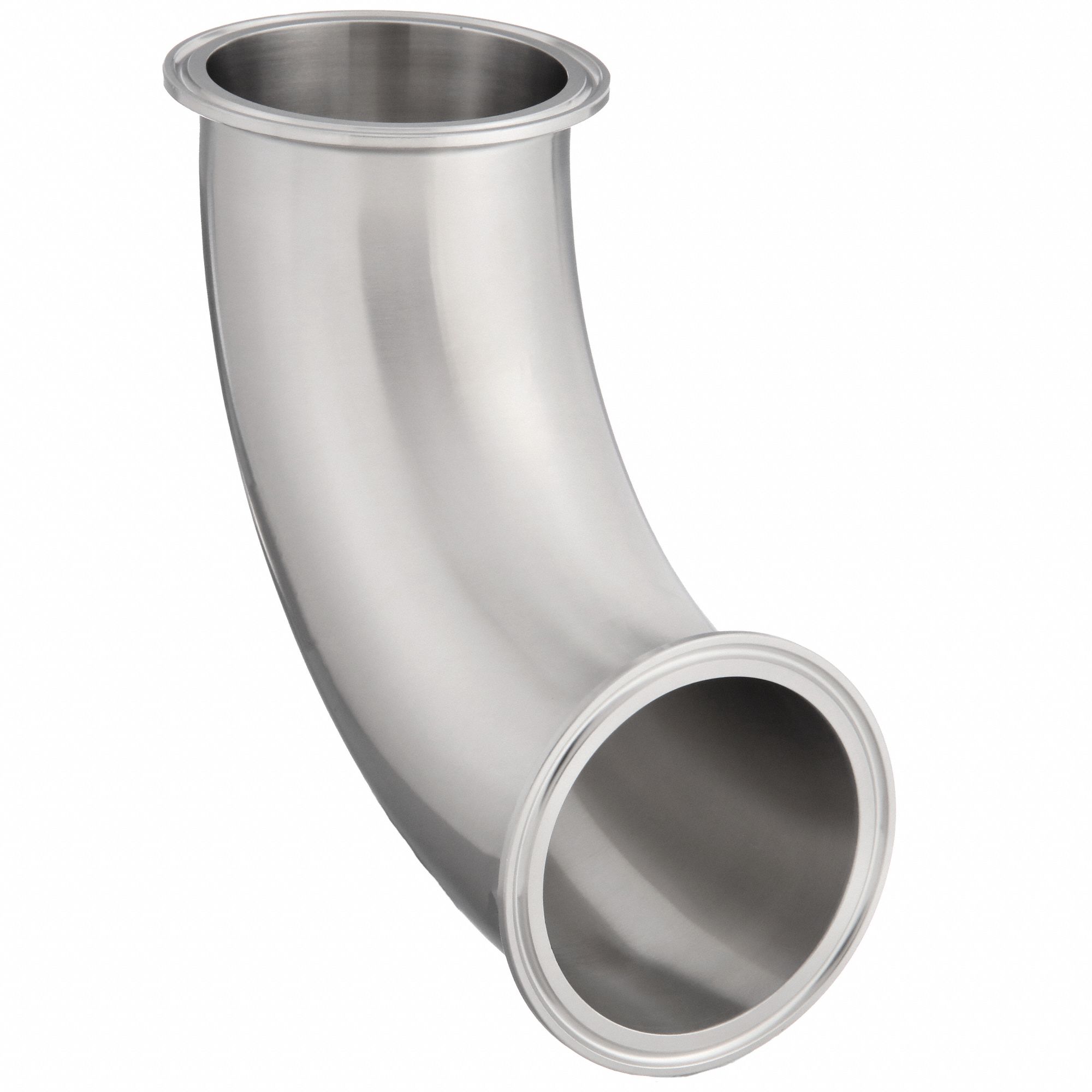 Sanitary Fitting Elbow: 2 1/2 in OD x 2 1/2 in OD Size, Clamp, Stainless Steel