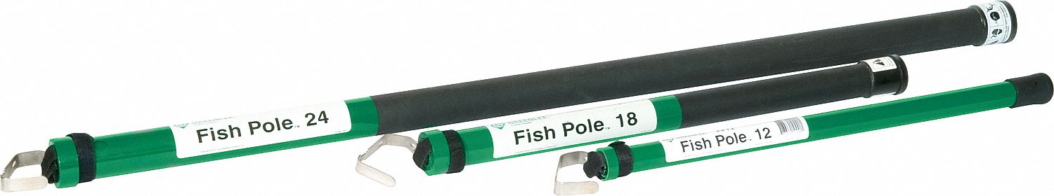 TELESCOPING FISH STICK, CLIP, 2 IN ROD DIAMETER, 27 IN TO 18 FT, SINGLE HOOK END