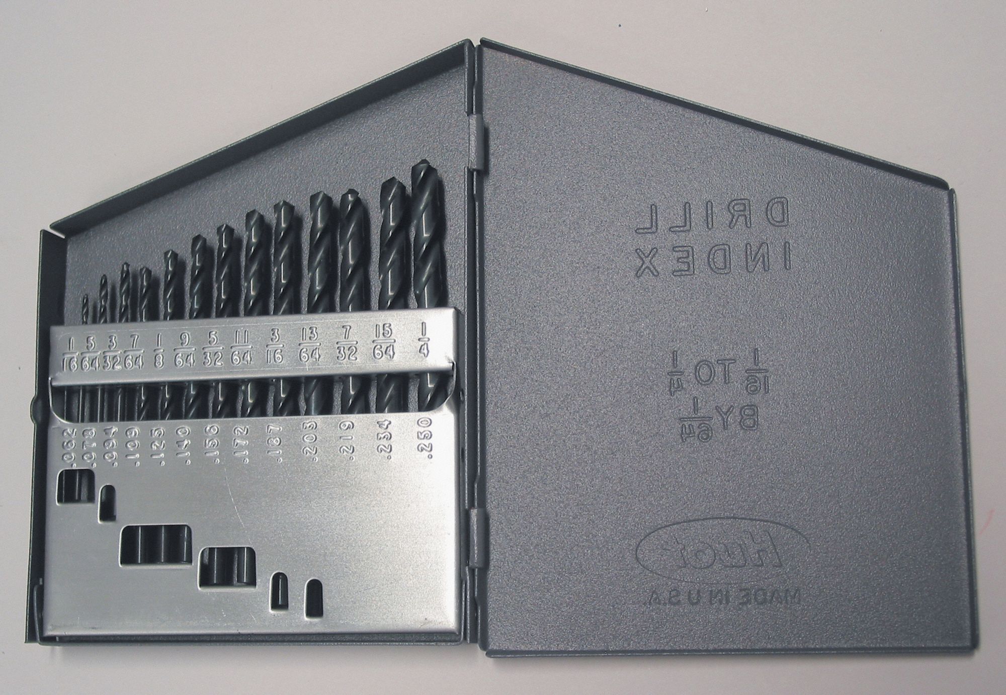 JOBBER LENGTH DRILL BIT SET, 1/16 IN SMALLEST DRILL BIT, ⅜ IN LARGEST DRILL BIT SIZE