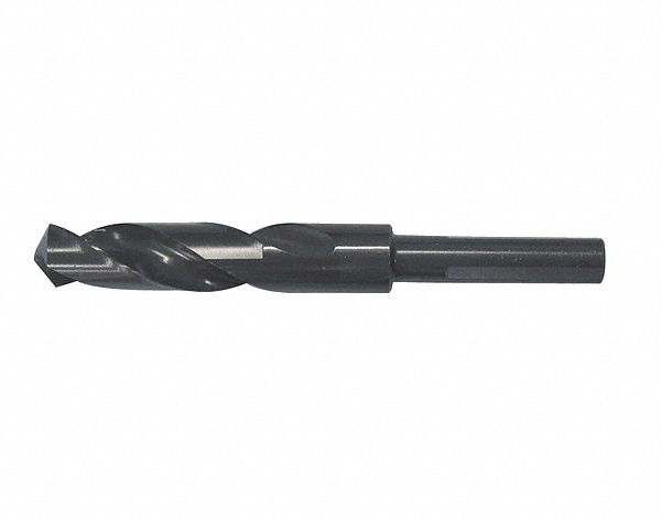 REDUCED SHANK DRILL BIT, ½ IN DRILL BIT SIZE, 3⅛ IN FLUTE L, 6 IN L, 4XD, HSS