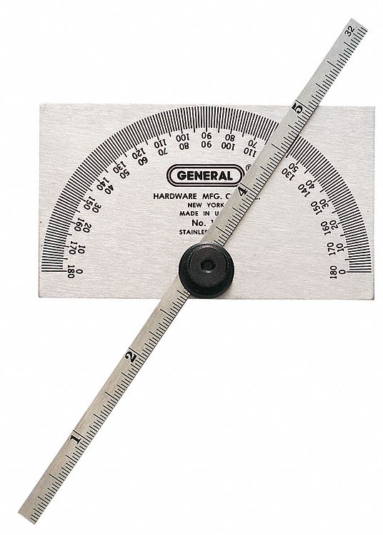 GENERAL DEPTH GAUGE PROTRACTOR, 6 IN SQUARE HEAD, 1/4 X 6 IN BLADE, 0