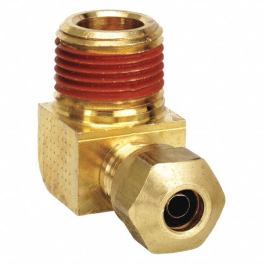 Brass, For 3/8 in Tube OD, Male Elbow,90 Degrees - 11G291