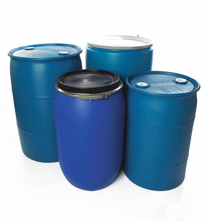 SALVAGE DRUM, FOR LIQUIDS, TIGHT HEAD, LD CAP 650 LB/55 GAL, BLUE, 34 5/8 IN H, HDPE