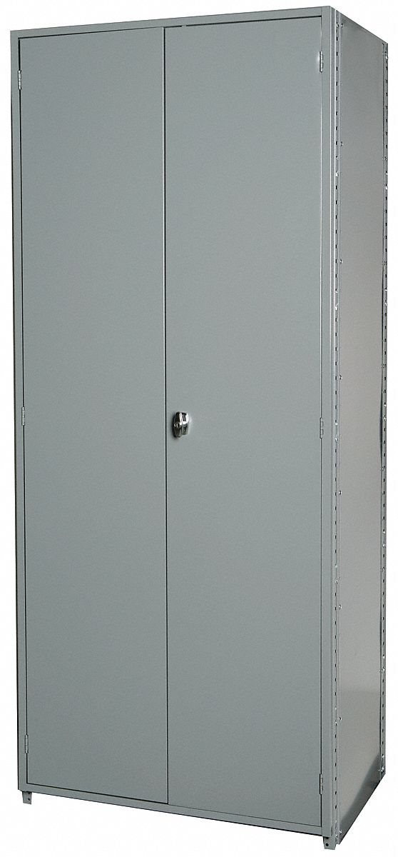 SWINGING DOORS, 20-GAUGE, BUILT-IN KEY LOCK, GREY, 36 X 84 IN, SHEET STEEL/CHROME