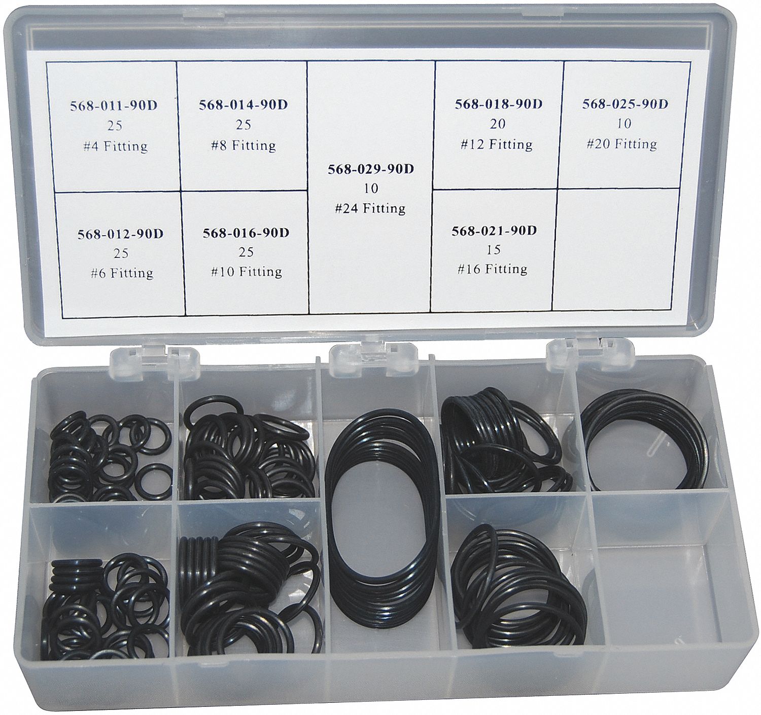 O-RING FACE KIT, 90 DUROMETER, 8 DIFFERENT SIZES, BUNA N RUBBER, PC 155