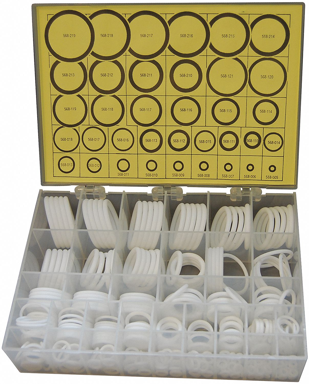 Hercules O Ring Kit Ptfe Withstand 500 F Chemical Impervious 36 Different Sizes 325 Pieces O Ring Kits Hbs568ptfekit 568ptfekit Grainger Canada