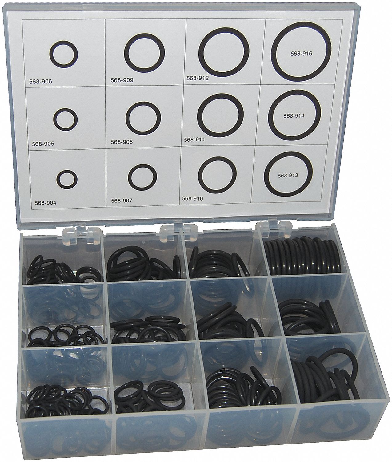 O-RING BOSS KIT, VITON, ASSORTMENT, 90 DUROMETER, 12 DIFFERENT SIZES, 212 PIECES