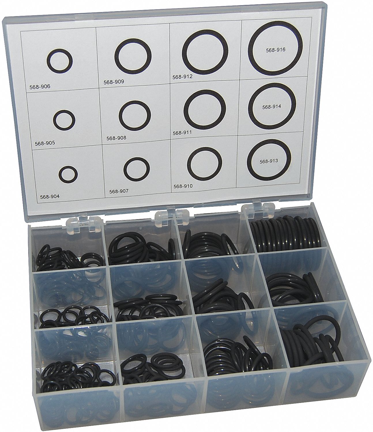 O-RING BOSS KIT, ASSORTMENT, 90 DUROMETER, 12 DIFFERENT SIZES, BUNA N RUBBER, PC 212