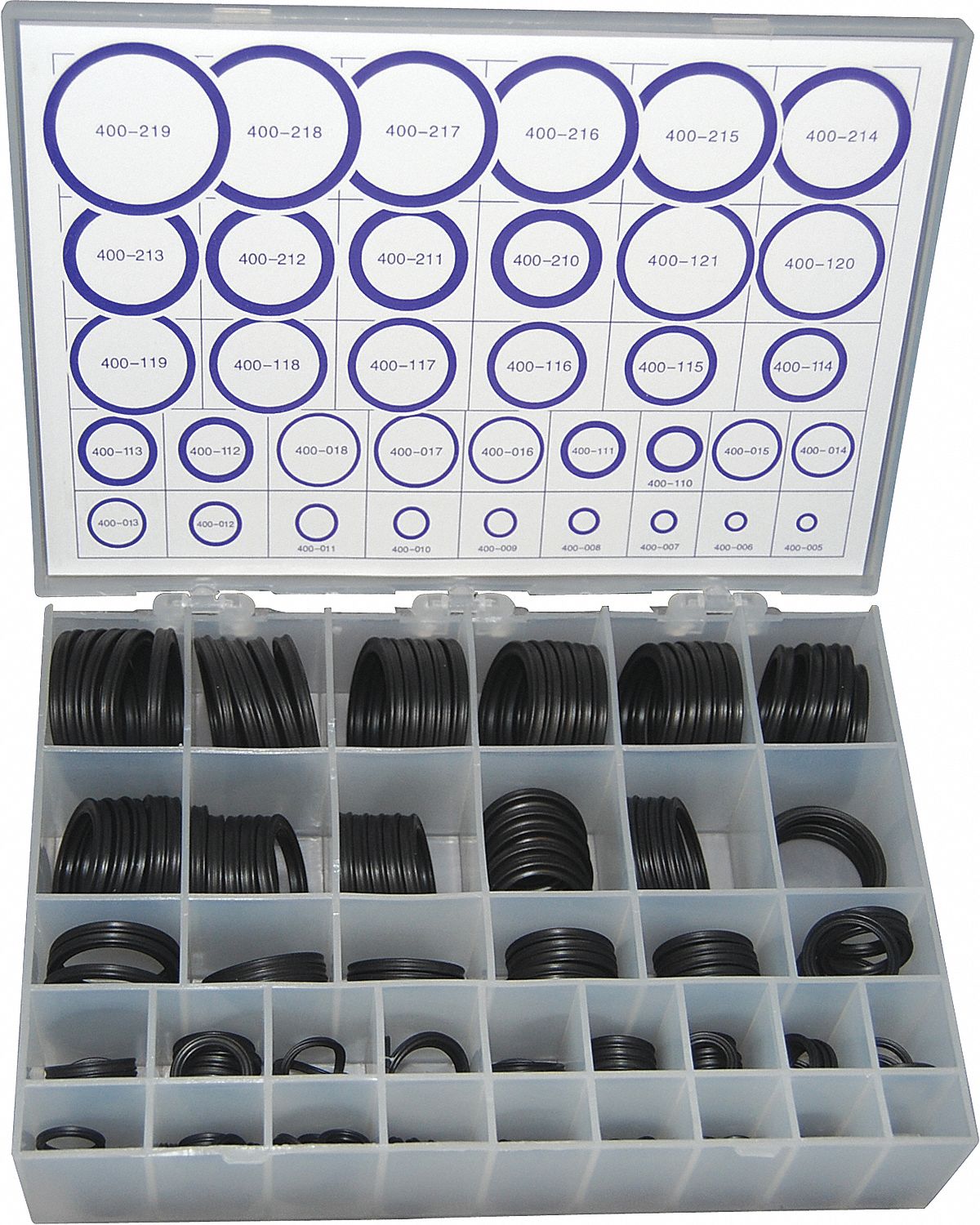 QUAD RING KIT, QUAD SEALS, 36 DIFFERENT SIZES, BUNA N RUBBER, 226 PIECES