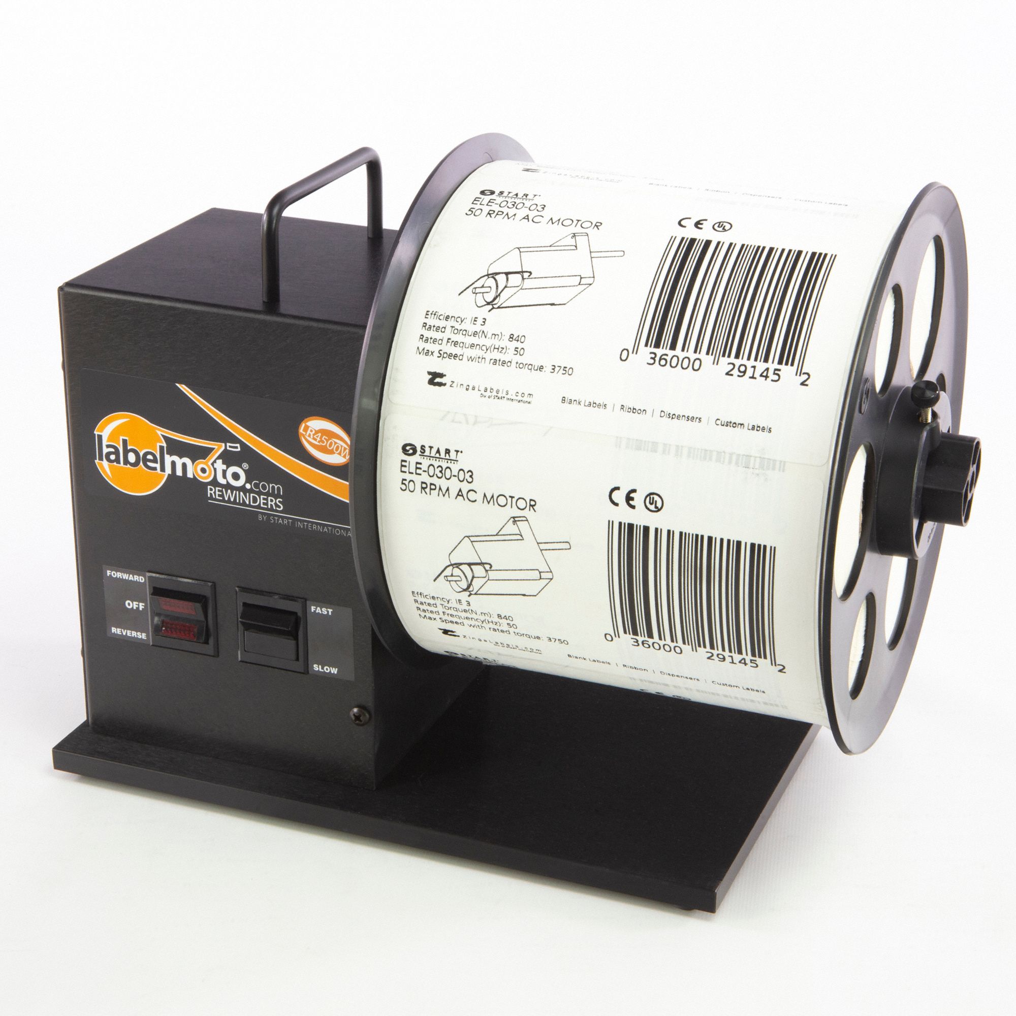 ELECTRIC LABEL REWINDER,12-3/4"L,12V AC