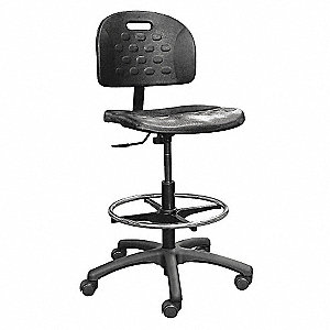 HEAVY-DUTY TASK STOOL,GAS LIFT,5 CASTERS,19 X 20 IN SEAT/24 X 19 IN BACK,POLYURETHANE