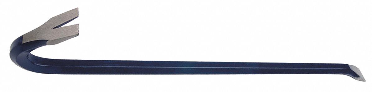 GOOSENECK WRECKING BAR, HEXAGONAL, BLUE, 24 IN L, 3/4 IN THICK, CARBON STEEL