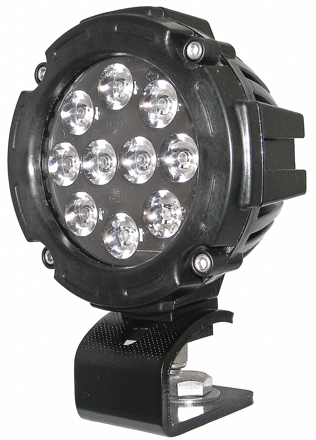 XWL-800 SERIES WORK LIGHT, 12 TO 24V DC, DIECAST AL, BLACK, SWIVEL BRACKET MOUNT, 22 W, 6 IN WIRE, 4 19/32 IN DIA