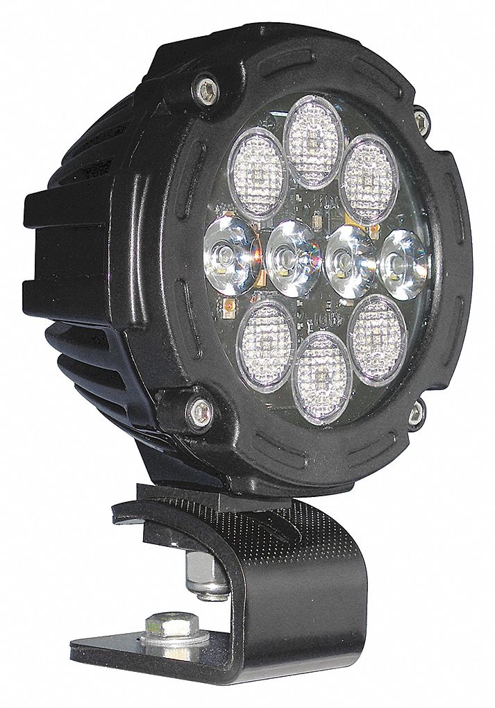 LED WORK LIGHT W AMBER WARNING, HYBRID, 9 TO 36 V, AL/PC
