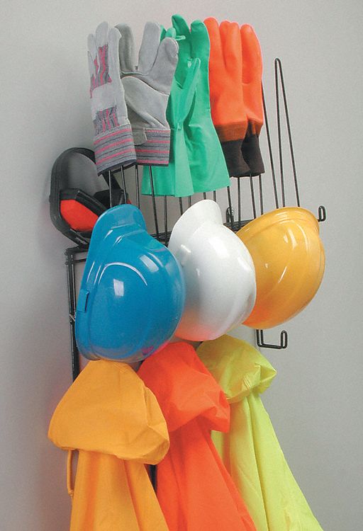 SUPPORT DE STOCKAGE ÉPI,8 CROCHETS,4 TIPIS A/ ÉTAGÈRE,VRT,22 X 20 X 7½ PO,PVC/ACIER
