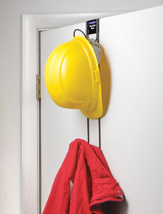 SUPPORT P/CASQUES DE SÉCURITÉ, 3 X 18¾ X 6½ PO, ACIER REVÊTU D'ÉPOXY, SUR LA PORTE, CAPACITÉ 2 CASQUES DE SÉCURITÉ