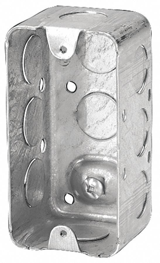 UTILITY BOX, GANGABLE, GROUND SCREW CSA 5043, 10 KO, 2 1/8 X 4 X 1 7/8 IN, 14 CU IN, STEEL