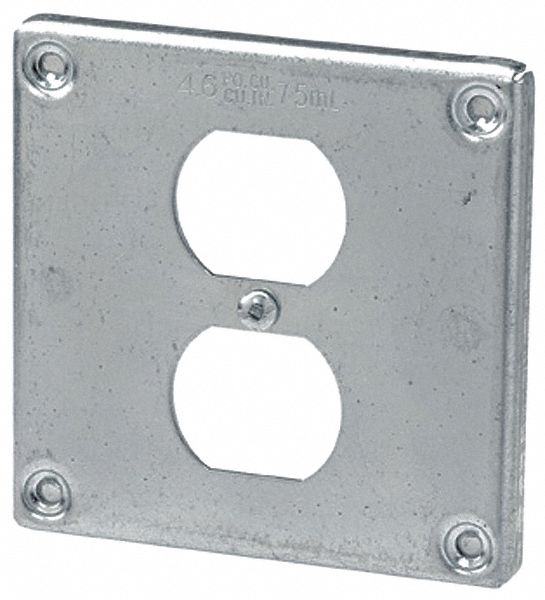 ELECTRICAL WALL COVER, DUPLEX/3/8 IN RAISED/4.6 CU IN CAPACITY, 4 X 4 IN, STEEL