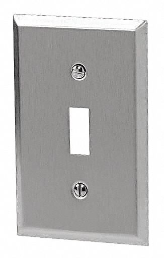 WALL PLATE, CORROSION RESIST/STANDARD/TYPE 430/1 GANG/TOGGLE, STAINLESS STEEL